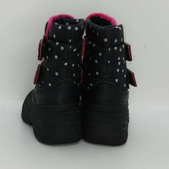 Wonder Nation Toddler Girls Pre-owned Blk/Pink Faux Fur Lined Snow Boots- sz. 7T - Picture 4 of 6